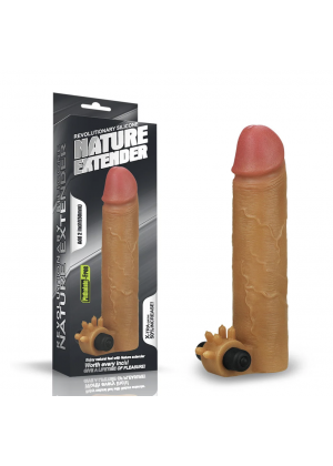 Реалистичная насадка на пенис с вибропулей Nature Extender Flesh (19 см)